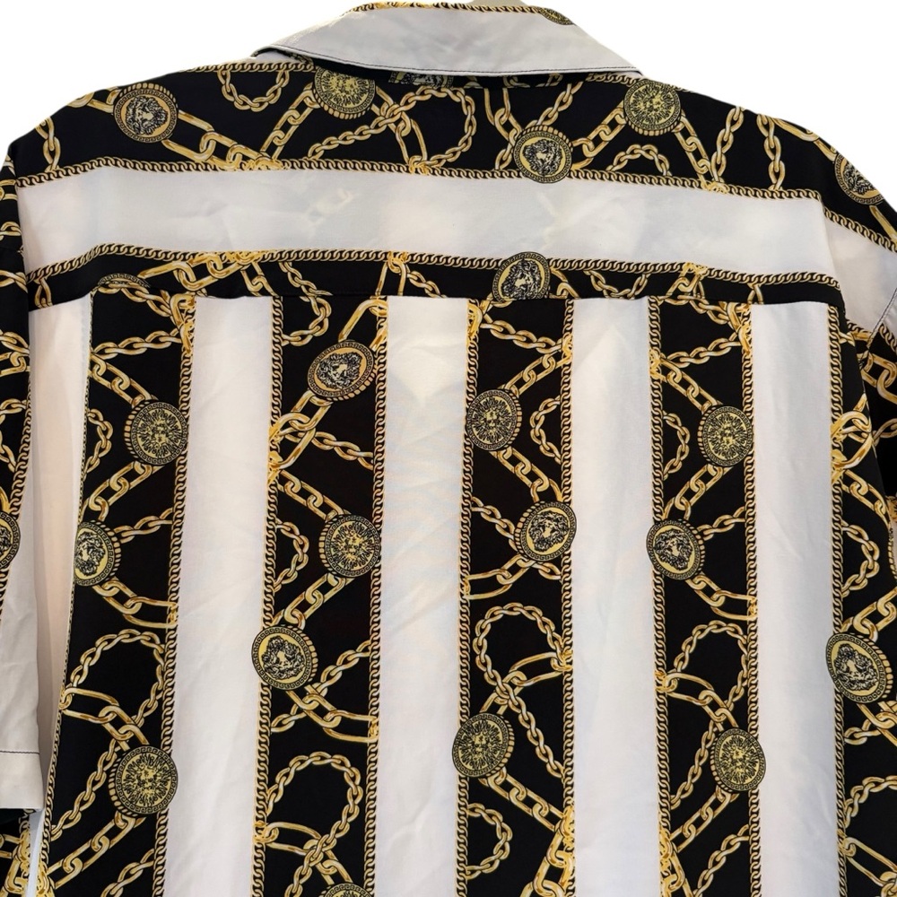 NWT Drill Clothing Baroque Gold Italian Designer Style Shirt Medus Chains, 3X - Picture 5 of 9